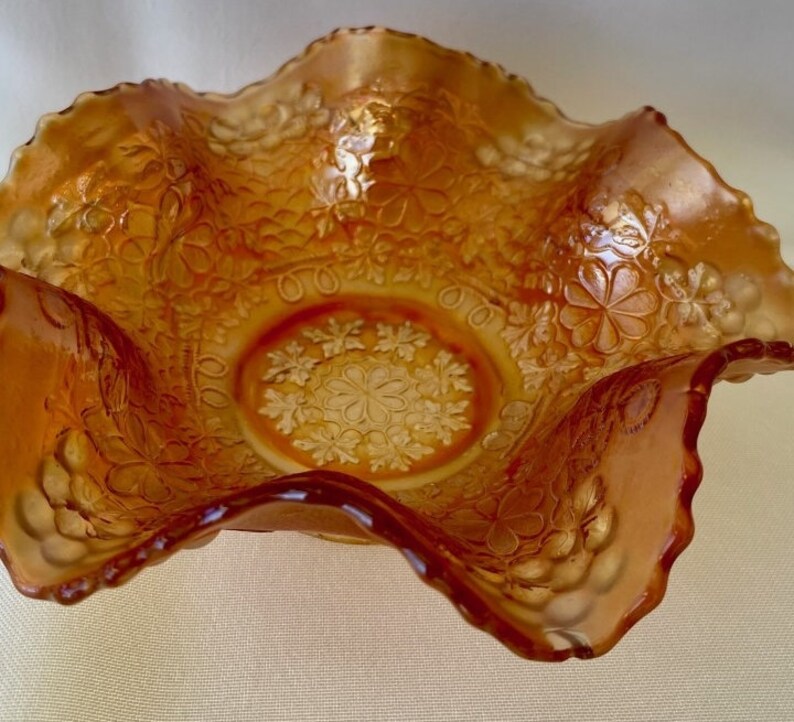 Fenton Carnival Glass Bowl Fluted Edge marigold Iridescent Etsy Australia