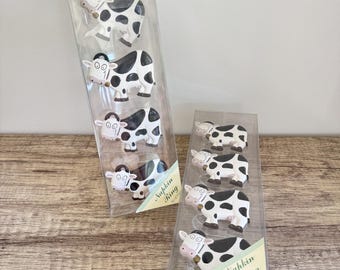 Vintage Ceramic Cow Napkin Rings - 2 Packs of 4 (8 Total) - Farmhouse Style