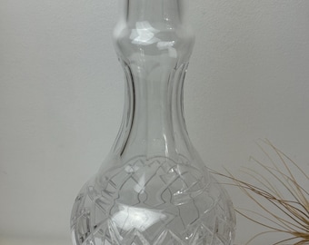 Crystal Lamp Base Only Cut Glass - Bohemian - Diamond Pattern - Mid 20th Century