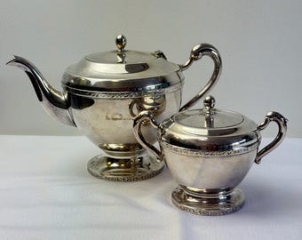 Vintage Silverplate Teapot & Sugar Bowl Set | Renown Guildford English Tea Set
