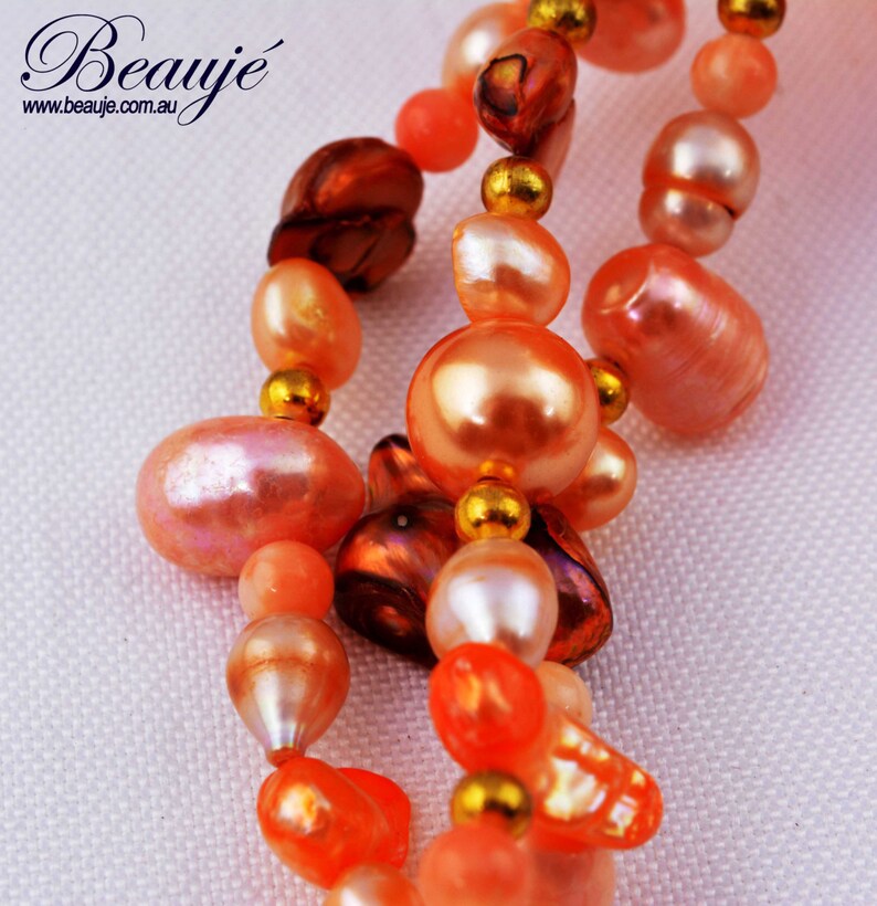 Orange necklace Apricot necklace Gemstone jewellery Etsy