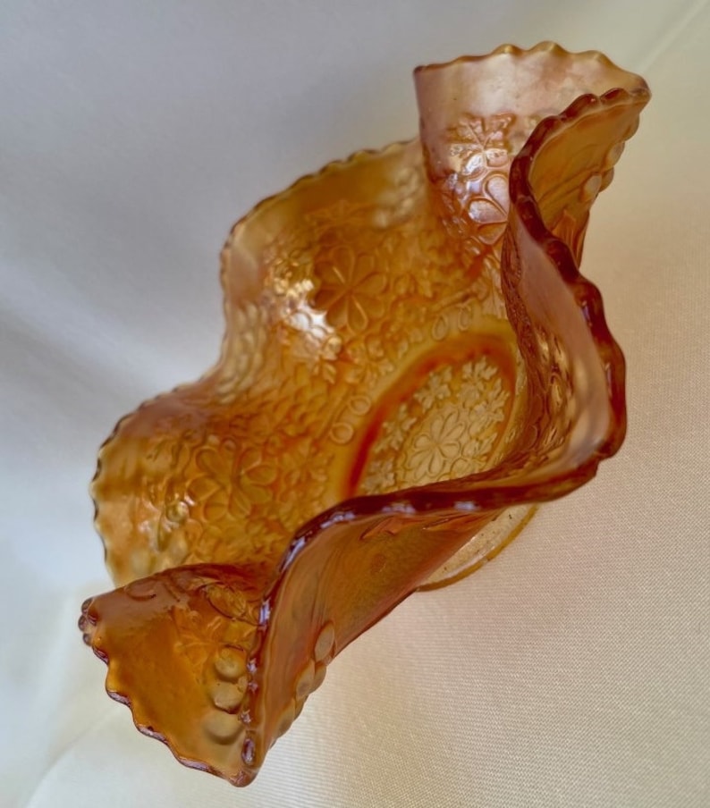 Fenton Carnival Glass Bowl Fluted Edge marigold Iridescent Etsy Australia