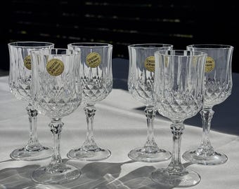 Cristal d’Arques Longchamp Set of 6 Crystal White Wine Glasses