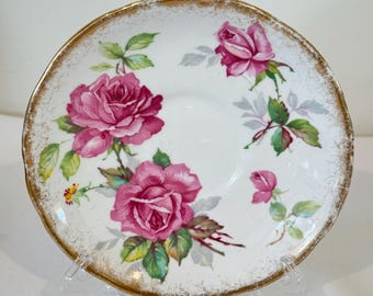Large Pink Roses Royal Stafford English bone china Saucer single 'Berkeley Rose'