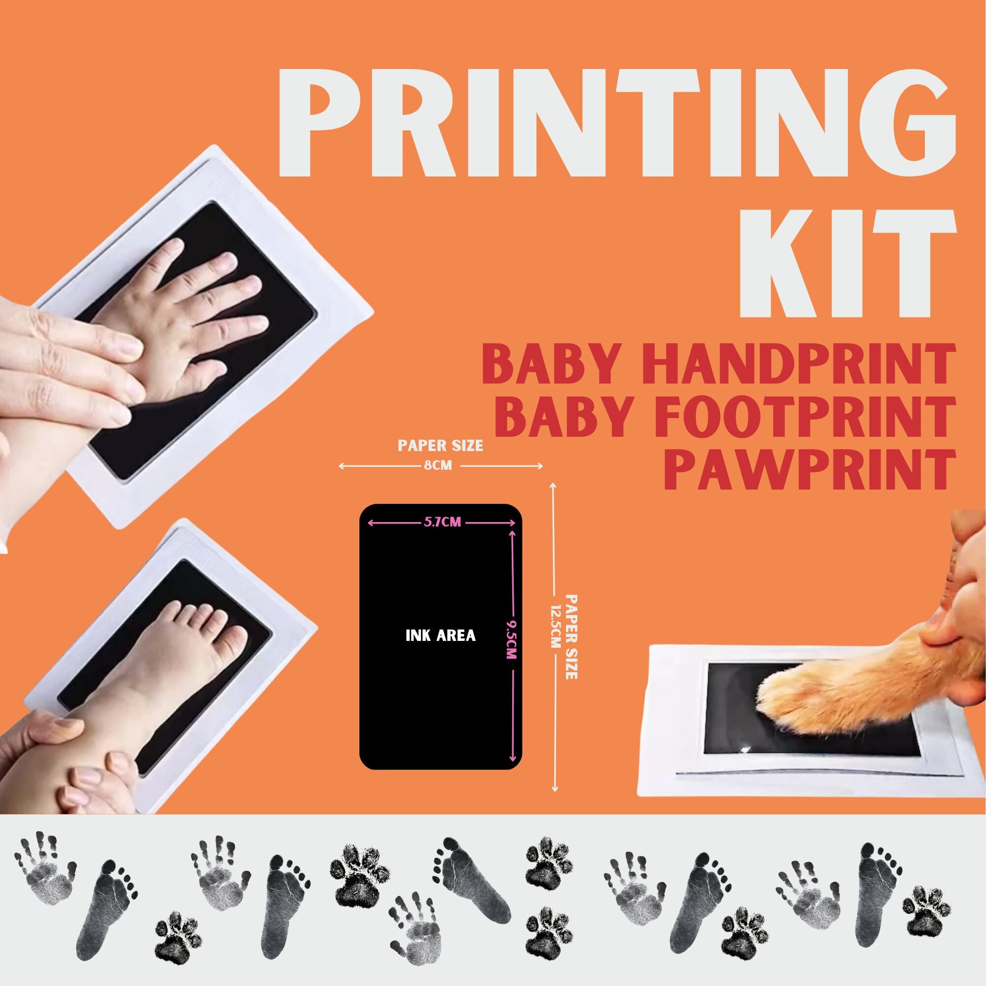 23 Piece Large and Medium Inkless Keepsake Ink Pad Kit Include 5 Clean  Touch Ink Pads 10 Imprint Card and 8 Star Shaped Paper Clips Pet Paw  Inkless Print Kit Great for