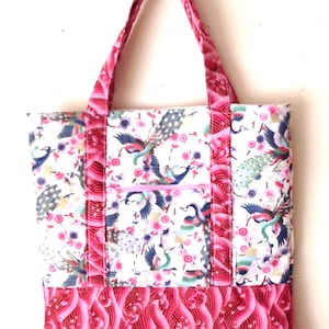handcrafted japanese inspired tote bag with outside zipper pocket and inside pocket