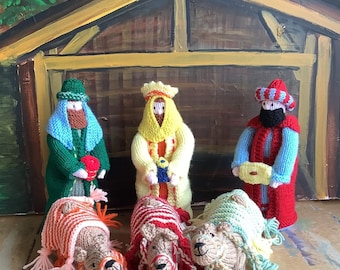 set of 3 kings and 3 camels from the nativity scene