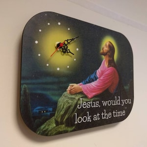 Funny Wall Clock Jesus, would you look at the time. 090-024 funny meme gift novelty vicar gift UK made by designer image 3