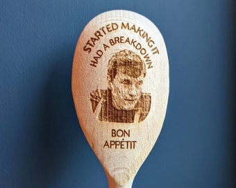 James Acaster Bon Appetit wooden spoon, merch, tik tok, housewarming, meme gift, fan gift, actor, cook  015-345