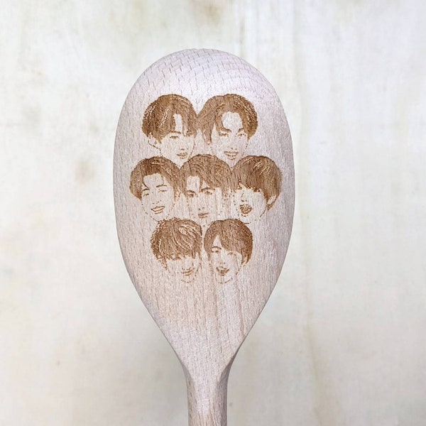 BTS K-Pop band faces on wooden spoon, army, merch, tiktok, housewarming, meme gift, Korean band, cook, teen gift  015-138 idol