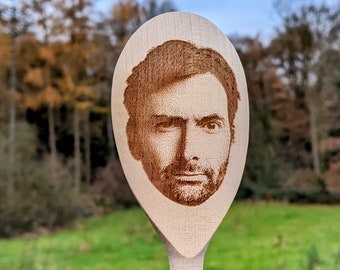 David Tennant Face on wooden spoon, prank gift, housewarming, meme gift, chef, cook,  doctor 015-156