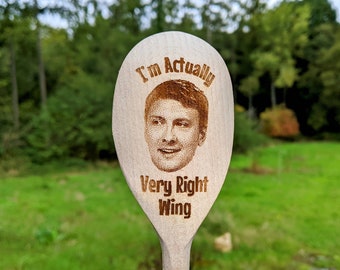 Joe Lycett I'm actually very right wing wooden spoon, prank gift, British bbc comedian,  political parody, cook, kitchen, gift  015-387