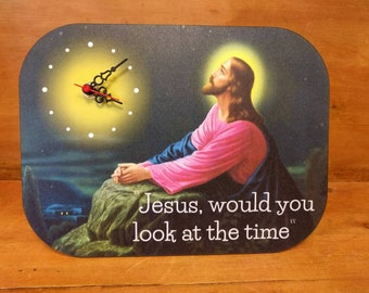 Funny Wall Clock Jesus, would you look at the time.  090-024 funny meme gift novelty vicar gift UK made by designer