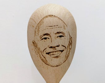 Dwayne The Rock's Face on wooden spoon, prank gift, tic toc, housewarming, meme gift, cook, teen gift crush merch  015-358