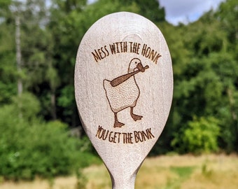 Mess with the Honk, you get the bonk Wooden Spoon 015-371 Goose gift for game fans funny weird unique