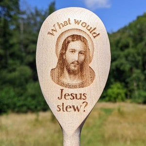 What would Jesus Stew? Wooden Spoon 015-370 12inches funny Christian gift novelty Vicar