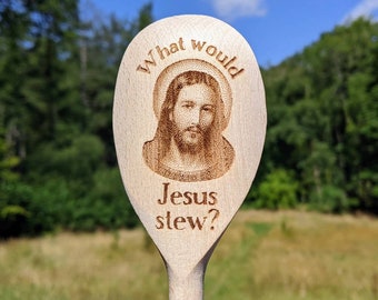 What would Jesus Stew? Wooden Spoon 015-370 12inches funny Christian gift novelty Vicar