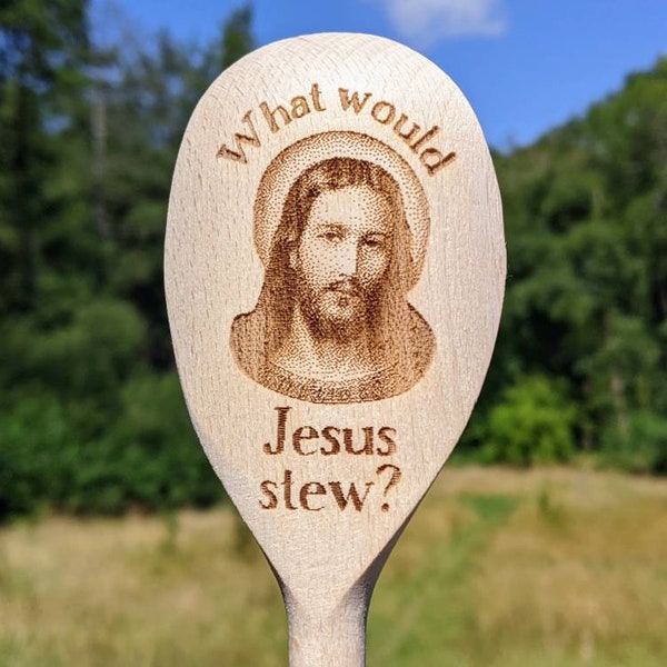 What would Jesus Stew? Wooden Spoon 015-370 12inches funny Christian gift novelty Vicar