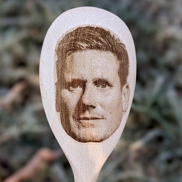 Keir Starmer wooden spoon, prank gift, British politics, housewarming, political parody, labour leader,cook, kitchen, gift  015-435