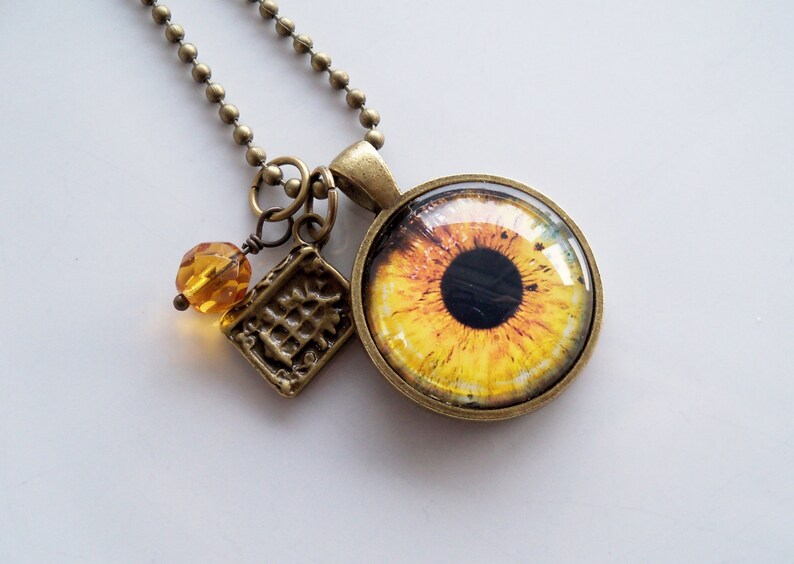 Hazel Eye Necklace Yellow Iris Optometrist Human Eye Etsy