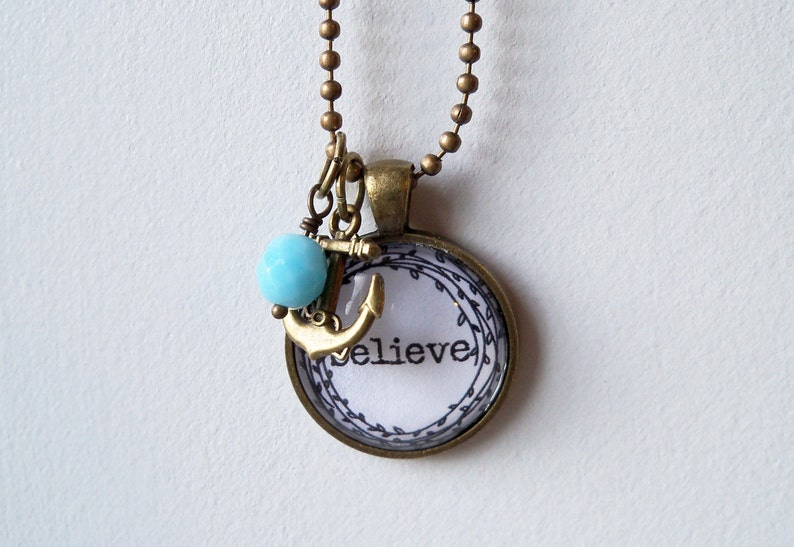Believe Necklace One Little Word Inspirational Pendant Etsy
