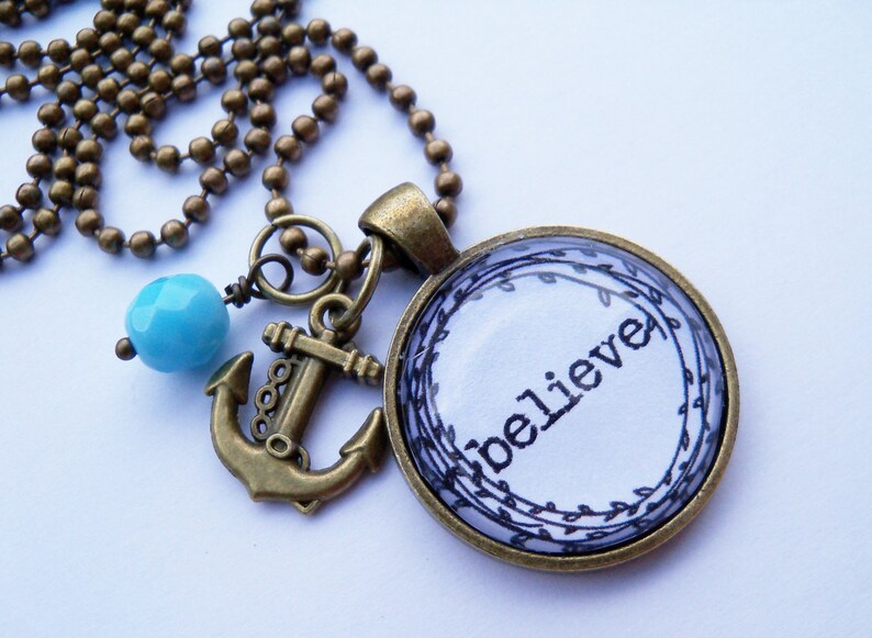 Believe Necklace One Little Word Inspirational Pendant Etsy