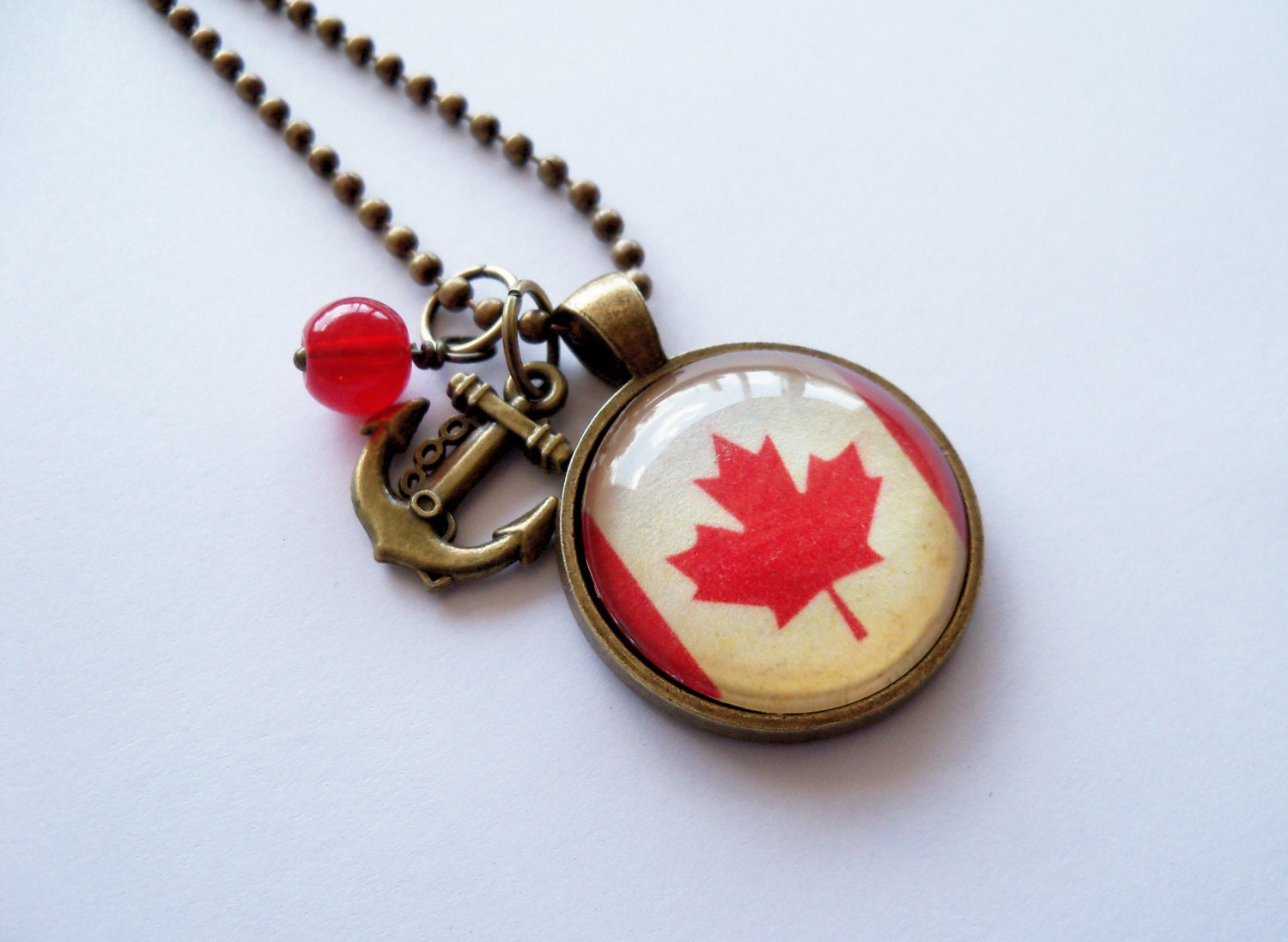 Canadian Flag Pendant Necklace Patriotic Jewelry Custom Etsy