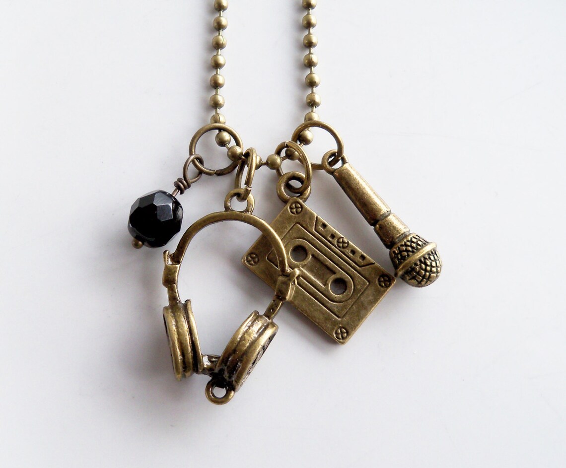 Music Charm Necklace Musician Jewelry DJ Necklace Singer Etsy