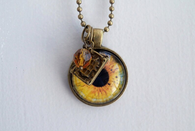 Hazel Eye Necklace Yellow Iris Optometrist Human Eye Etsy