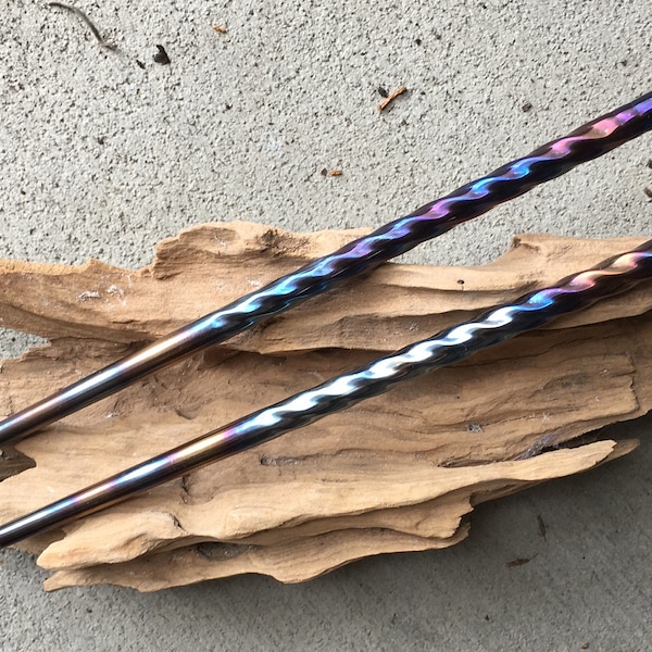 Personalized Custom -Rainbow -Stainless Steel - Hand Fired Chopsticks