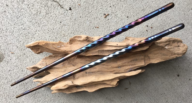 Personalized Custom -Rainbow -Stainless Steel - Hand Fired Chopsticks image 1