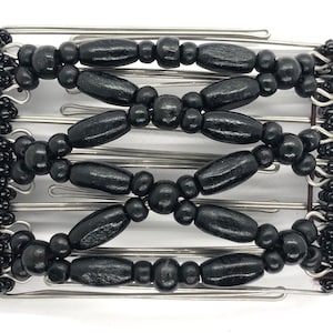 One Clip Hair Clip on Stainless Steel Combs with Black Wooden Beads available in Medium Size