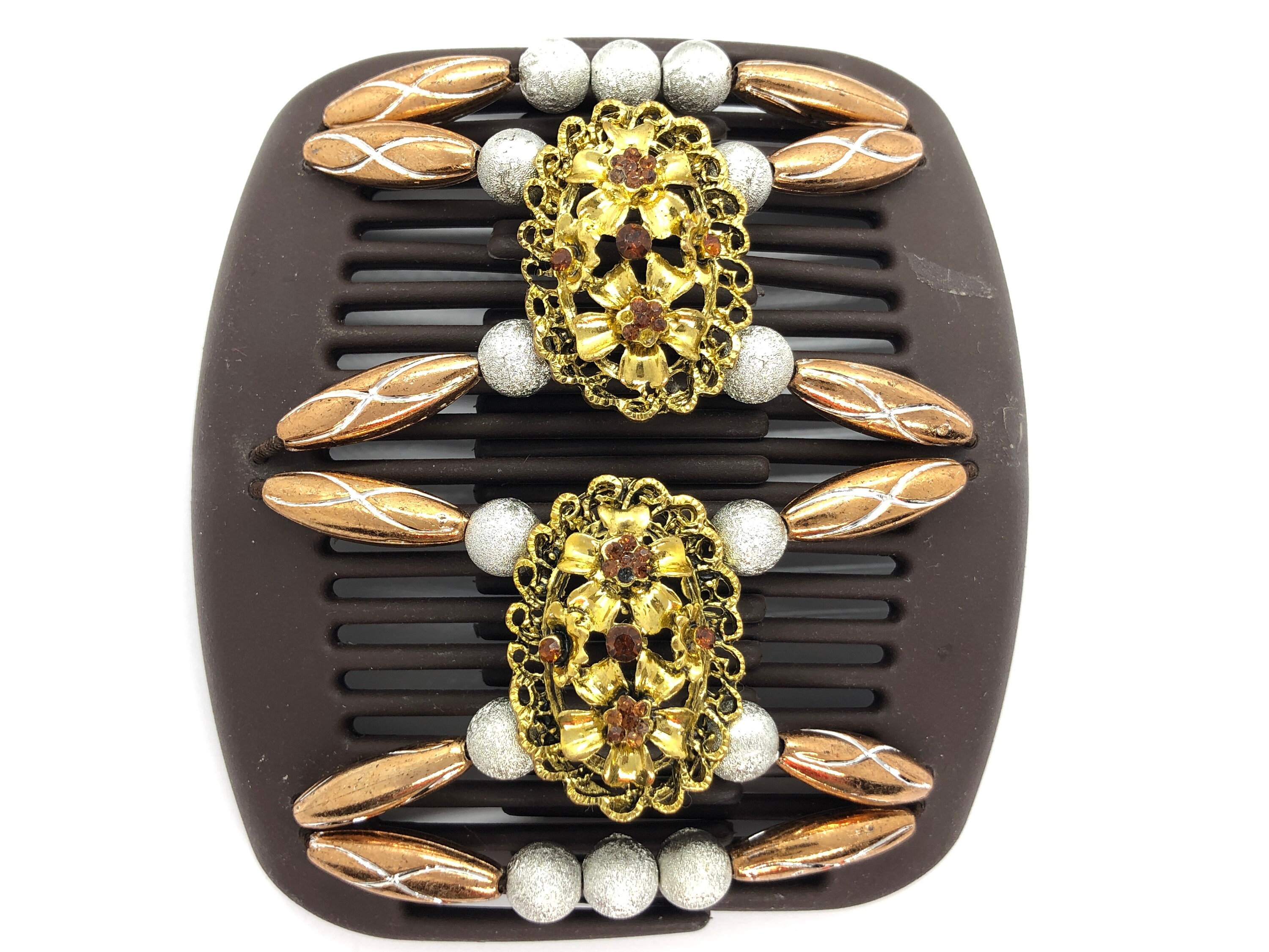 Brown Beaded African Butterfly hair clip with interlocking Etsy