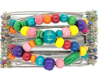 Butterfly Hair Clip Stainless Steel Interlocking Combs | Bead colours will vary