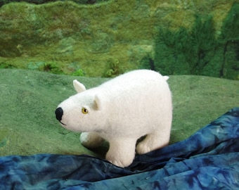 Polar Bear Cub: Felted 13" Wool Stuffed Toy