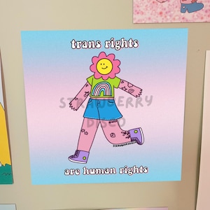 Trans Rights are Human Rights Art Print | Cute Wall Art | 8x8 Art Print | Physical Art Print | Digital Download Art Print | Trans Pride Art