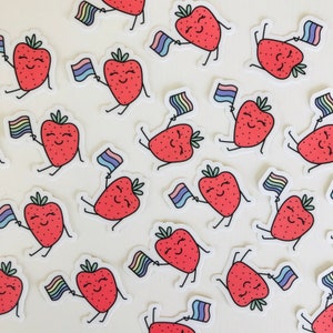 Pride Flag Strawberry Sticker Subtle Pride Flag Sticker Pride Flag Sticker Strawberry Sticker LGBTQ Sticker Pride Month image 2