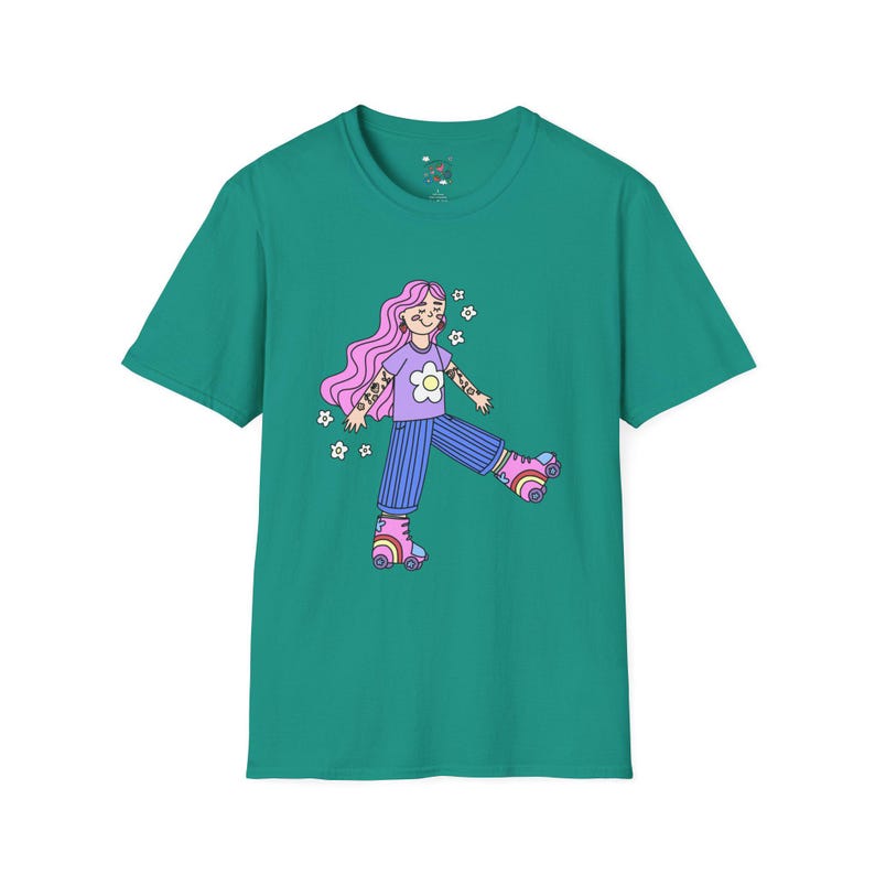 Retro Roller Skater T-Shirt, Vintage Vibe Tee, Fun Graphic Shirt, Gift for Her, Summer Style, Casual Wear, Festival Fashion image 3