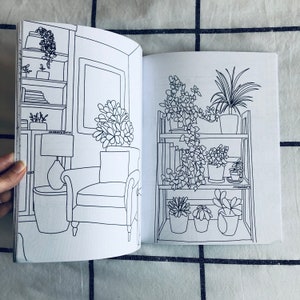House Plant Coloring Book Adult Coloring Book Interior Coloring Book Plants Coloring Book for Adults Valentines Day Gift Sky Blue image 4