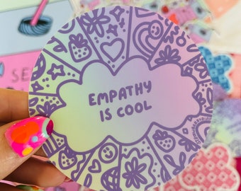 Empathy Is Cool Sticker | Circle Sticker | Purple Sticker | Happy Face Sticker | Self Love Sticker | Laptop & Water Bottle Sticker | Doodle
