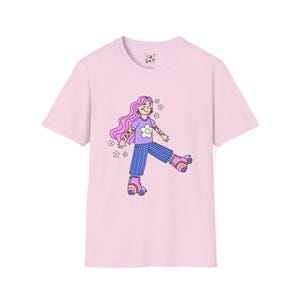 Retro Roller Skater T-Shirt, Vintage Vibe Tee, Fun Graphic Shirt, Gift for Her, Summer Style, Casual Wear, Festival Fashion image 5