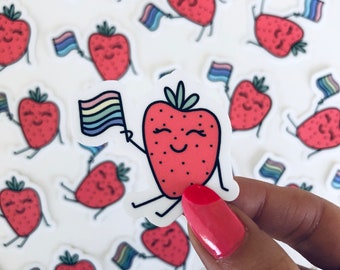 Pride Flag Strawberry Sticker | Subtle Pride Flag Sticker | Pride Flag Sticker | Strawberry Sticker | LGBTQ+ Sticker | Pride Month