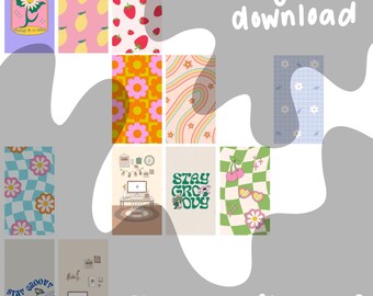 Digital Download IPhone Wallpapers | Floral Phone Wallpaper | Funky Phone Wallpaper | Retro Phone Wallpaper | Wallpaper Pack |