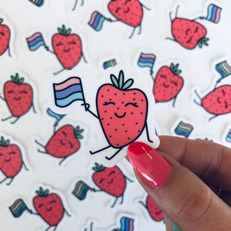 Pride Flag Strawberry Sticker Subtle Pride Flag Sticker Pride Flag Sticker Strawberry Sticker LGBTQ Sticker Pride Month image 5