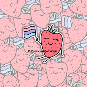 Pride Flag Strawberry Sticker Subtle Pride Flag Sticker Pride Flag Sticker Strawberry Sticker LGBTQ Sticker Pride Month image 8
