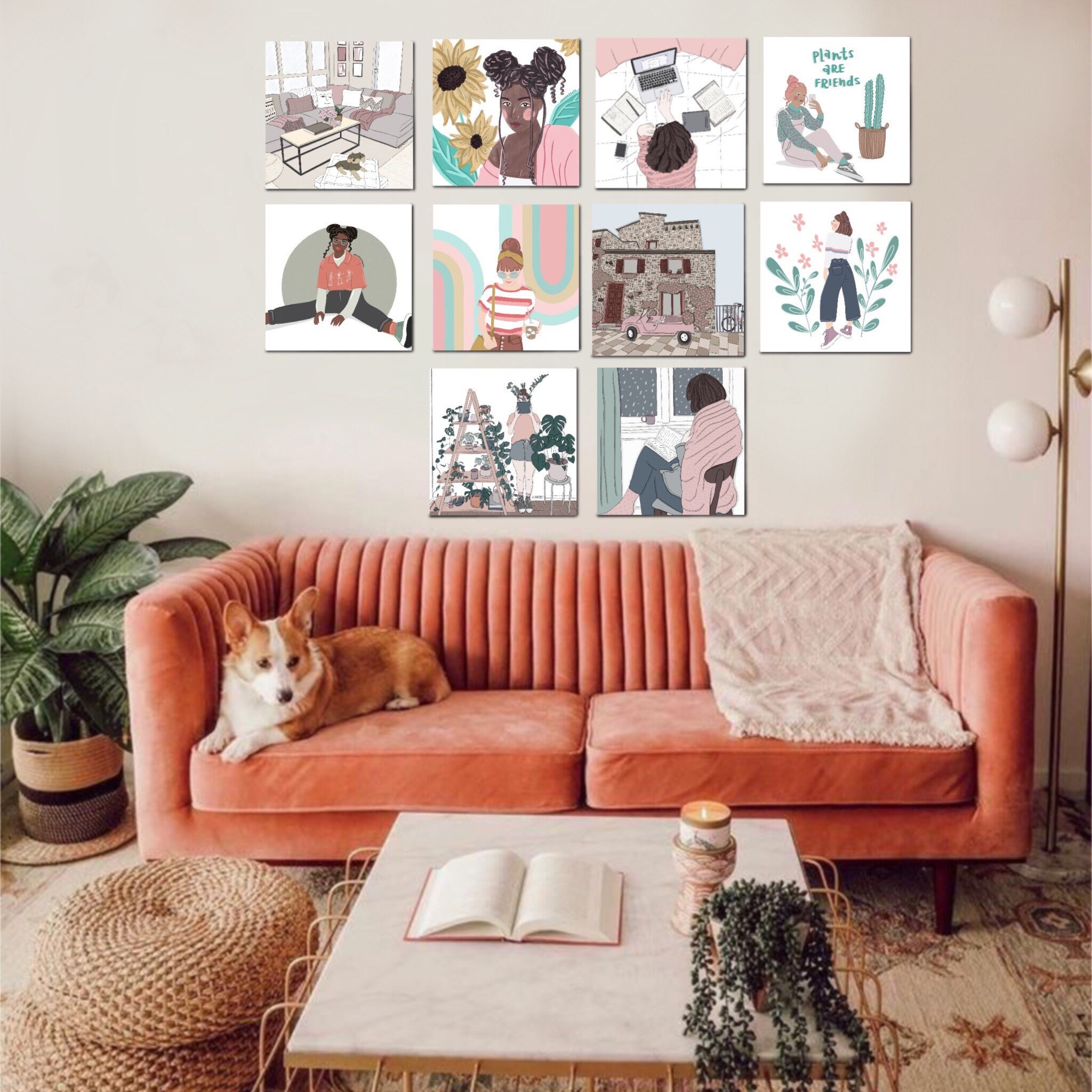 Cute Apartment Wall Art // Floral Girl Wall Art // Unique Art Etsy