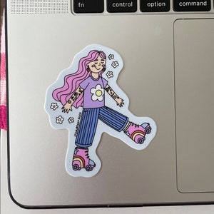 Roller Skating Girl Sticker | Skating Sticker | Die Cut Sticker | Cute Sticker | Roller Skating Sticker | Laptop & Water Bottle Sticker