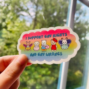 Sticker Ik steun homorechten en homoseksuele misstanden | Queer-sticker | Gestanste sticker | LGBTQIA+-sticker | Sticker Pride Month | Sticker waterfles