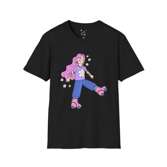 Retro Roller Skater T-Shirt, Vintage Vibe Tee, Fun Graphic Shirt, Gift for Her, Summer Style, Casual Wear, Festival Fashion