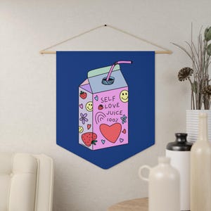 Self-Love Juice Sign, Self Love Pennant for Wall Decor, Boho Room Decor, Positive Vibes Banner, Inspirational Quote Wall Hanging, Self Care